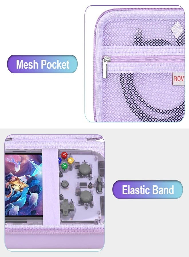 BOVKE Carrying Case for Anbernic RG405V Retro Handheld Game Console, Vertical Version Android Retro Handheld Game Holder with Mesh Pocket for Charging Cables, Purple - Image 3